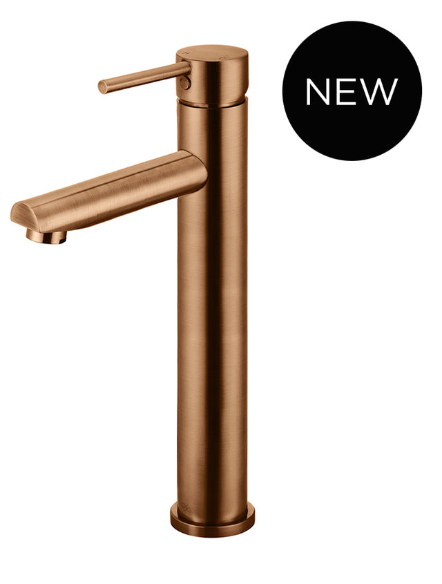 Round Tall Basin Mixer - PVD Lustre Bronze (SKU: MB04-R2-PVDBZ) by Meir