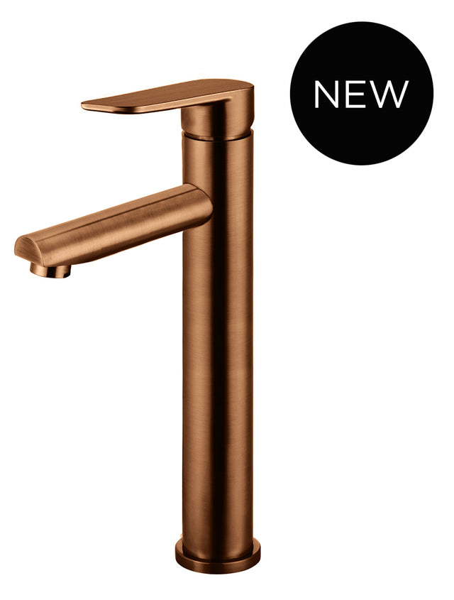 Round Paddle Tall Basin Mixer - PVD Lustre Bronze (SKU: MB04PD-R2-PVDBZ) by Meir