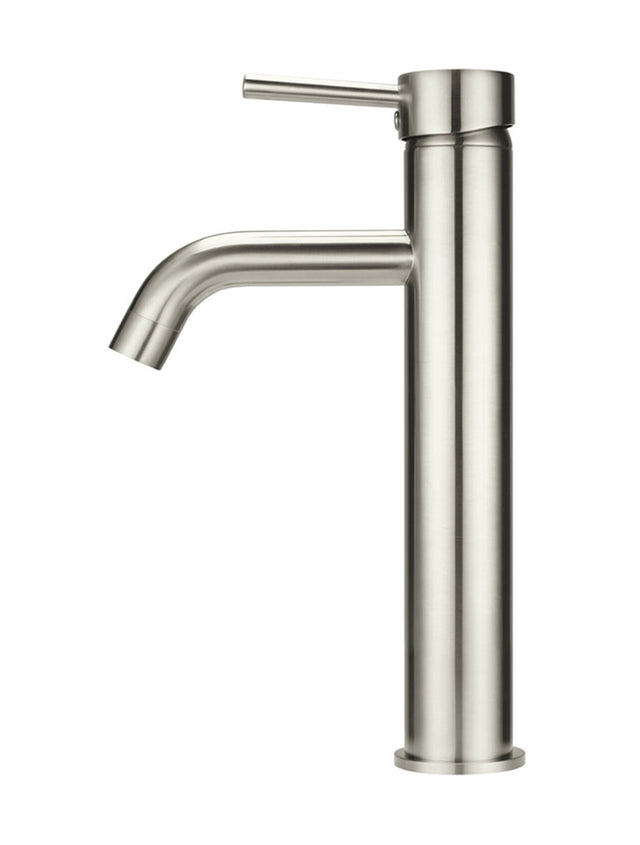 Round Tall Curved Basin Mixer - PVD Brushed Nickel (SKU: MB04-R3-PVDBN) by Meir