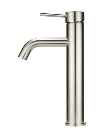 Round Tall Curved Basin Mixer - PVD Brushed Nickel