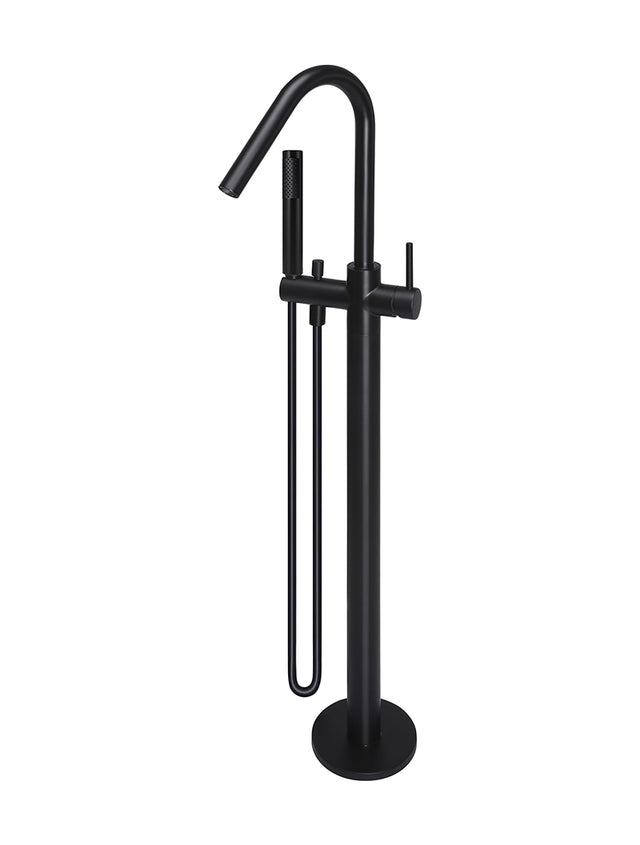 Round Paddle Freestanding Bath Spout and Hand Shower - Matte Black (SKU: MB09PD) by Meir