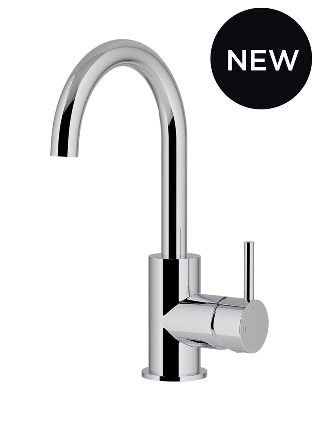 Round Gooseneck Basin Mixer with Cold Start - Polished Chrome (SKU: MB17-C) by Meir