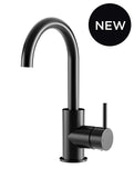 Round Gooseneck Basin Mixer with Cold Start - Matte Black - MB17