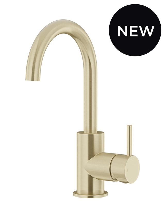 Round Gooseneck Basin Mixer with Cold Start - PVD Tiger Bronze (SKU: MB17-PVDBB) by Meir