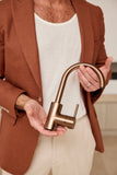 Round Gooseneck Basin Mixer with Cold Start - Lustre Bronze - MB17-PVDBZ