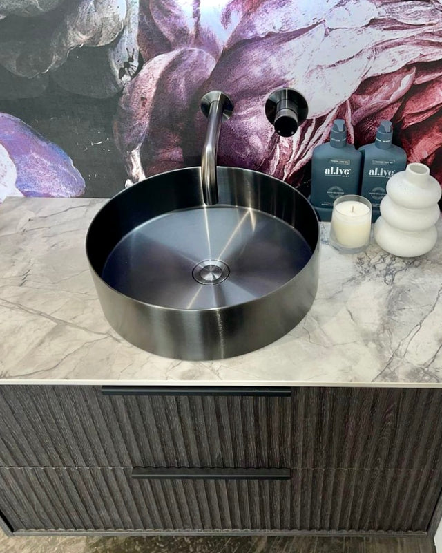 Lavello Round Steel Bathroom Basin 380 x 110 - Default Title (SKU: MBRP-380110-PVDGM) by Meir