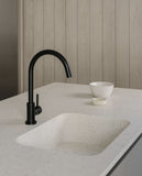 Round Gooseneck Kitchen Mixer Tap - Matte Black - MK03