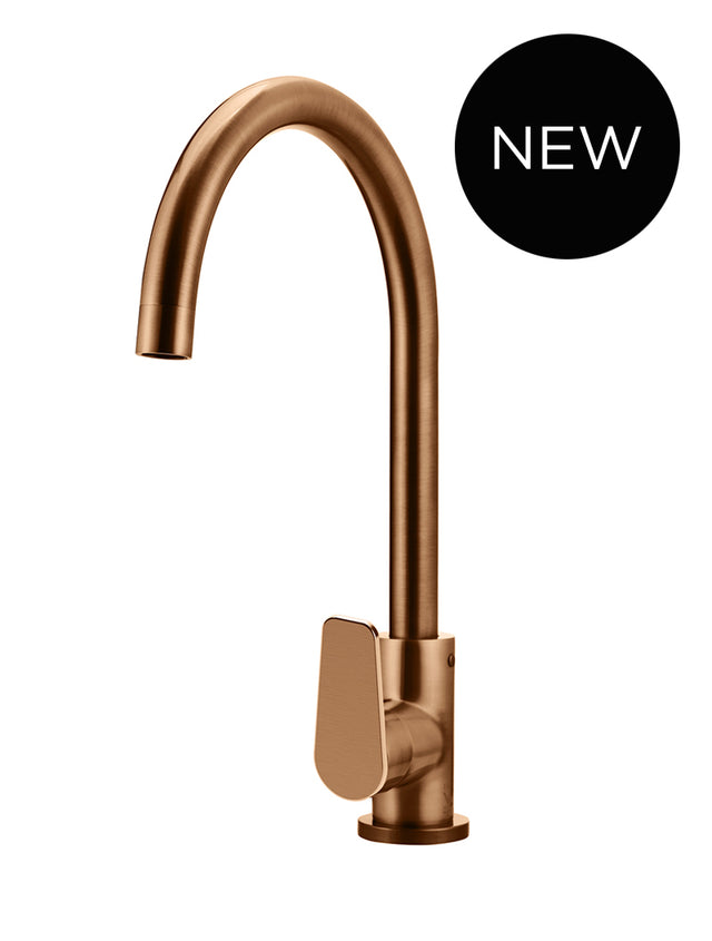 Round Gooseneck Kitchen Mixer Tap with Paddle Handle - Default Title (SKU: MK03PD-PVDBZ) by Meir