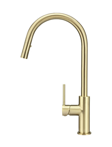 Round Piccola Pull Out Kitchen Mixer Tap - PVD Tiger Bronze