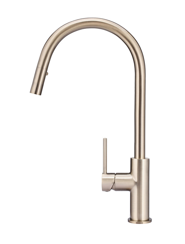 Round Piccola Pull Out Kitchen Mixer Tap - Champagne (SKU: MK17-CH) by Meir