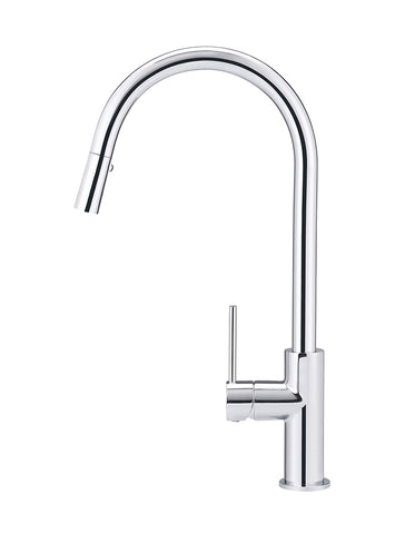 Round Piccola Pull Out Kitchen Mixer Tap - Polished Chrome