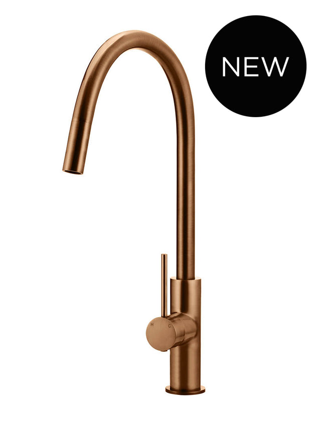 Round Piccola Pull Out Kitchen Mixer Tap - Lustre Bronze