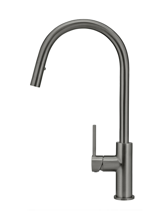 Round Piccola Pull Out Kitchen Mixer Tap - Shadow Gunmetal (SKU: MK17-PVDGM) by Meir