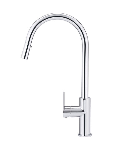 Round Paddle Piccola Pull Out Kitchen Mixer Tap - Polished Chrome