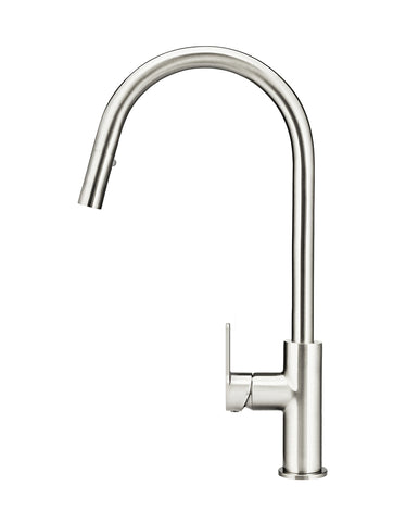 Round Paddle Piccola Pull Out Kitchen Mixer Tap - PVD Brushed Nickel