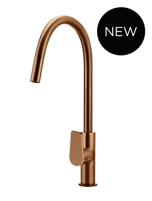 Round Paddle Piccola Pull Out Kitchen Mixer Tap - Lustre Bronze