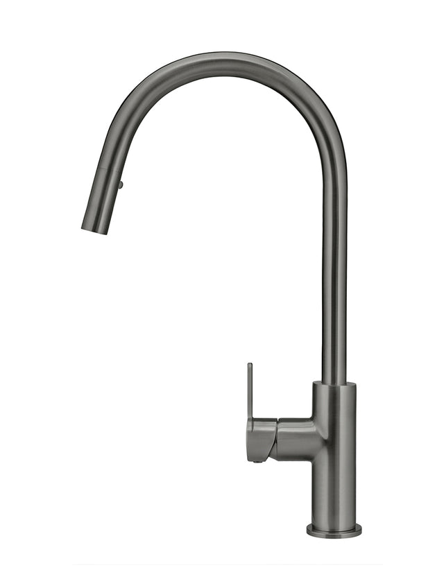 Round Paddle Piccola Pull Out Kitchen Mixer Tap - Shadow Gunmetal (SKU: MK17PD-PVDGM) by Meir
