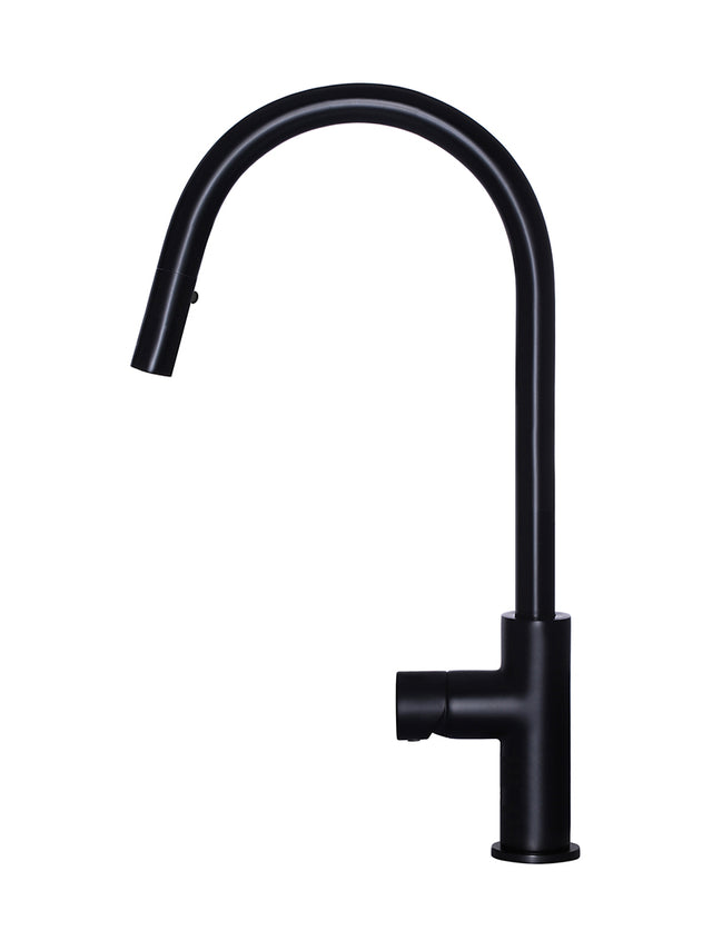 Round Pinless Piccola Pull Out Kitchen Mixer Tap - Matte Black (SKU: MK17PN) by Meir