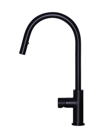 Round Pinless Piccola Pull Out Kitchen Mixer Tap - Matte Black