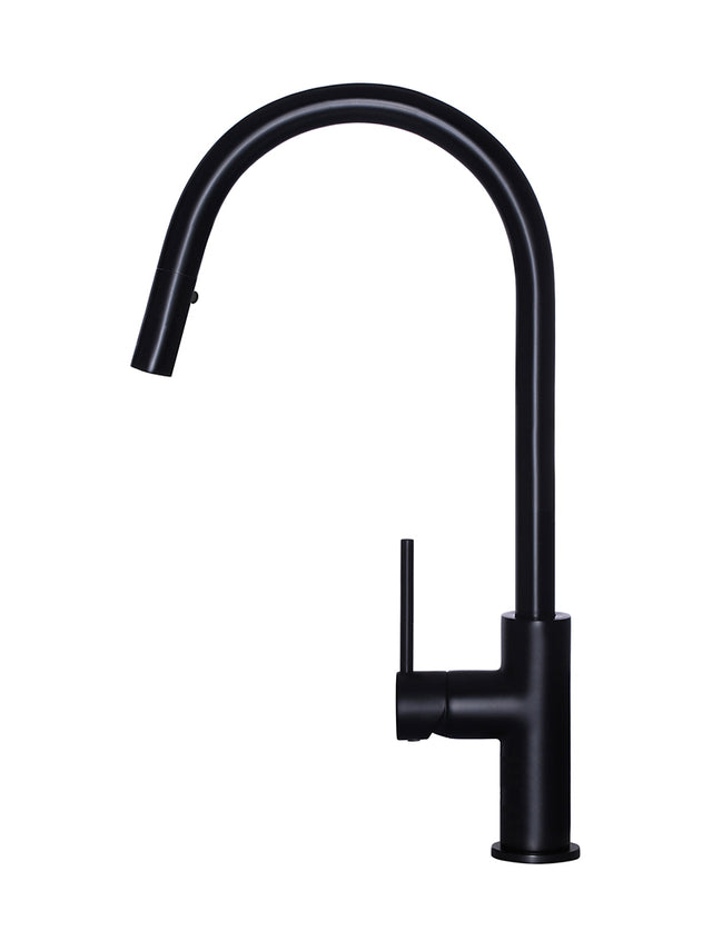 Round Piccola Pull Out Kitchen Mixer Tap - Matte Black (SKU: MK17) by Meir