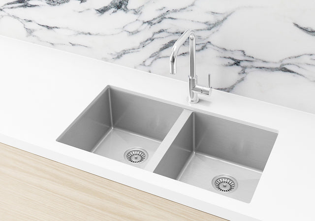 Lavello Kitchen Sink - Double Bowl 760 x 440 - PVD Brushed Nickel (SKU: MKSP-D760440-PVDBN) by Meir