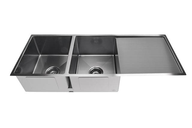 Lavello Kitchen Sink - Double Bowl & Drainboard 1160 x 440 - PVD - PVD Gunmetal Black (SKU: MKSP-D1160440D-PVDGM) by Meir