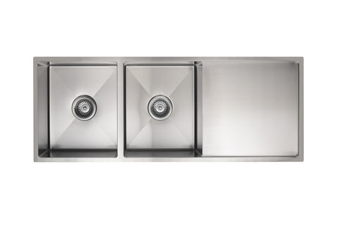 Lavello Kitchen Sink - Double Bowl & Drainboard 1160 x 440 - PVD Brushed Nickel