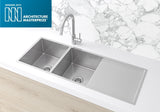 Lavello Kitchen Sink - Double Bowl & Drainboard 1160 x 440 - PVD Brushed Nickel - MKSP-D1160440D-PVDBN