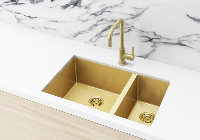 Lavello Kitchen Sink - One and Half Bowl 670 x 440 - PVD - PVD Brushed Bronze Gold (SKU: MKSP-D670440-PVDBB) by Meir