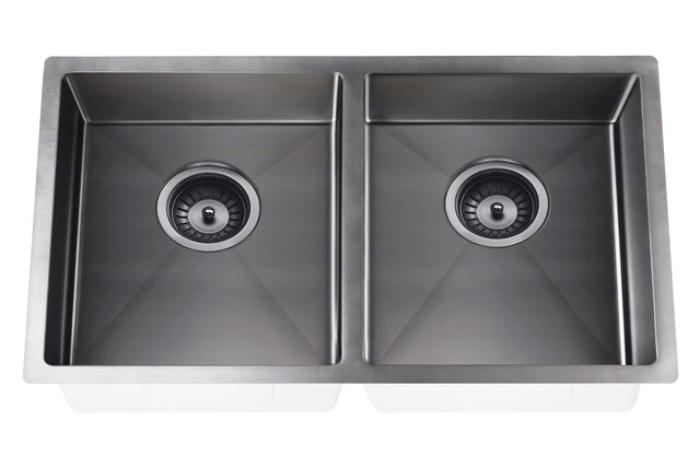 Lavello Kitchen Sink - Double Bowl 860 x 440 - PVD - Gunmetal Black (SKU: MKSP-D860440-PVDGM) by Meir