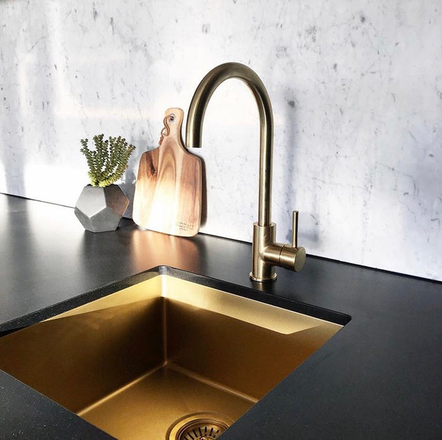 Lavello Kitchen Sink - Single Bowl 450 x 450 - PVD - PVD Brushed Bronze Gold (SKU: MKSP-S450450-PVDBB) by Meir