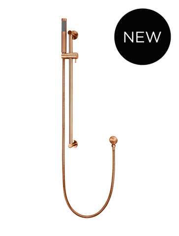 Round Hand Shower on Rail Column - Lustre Bronze