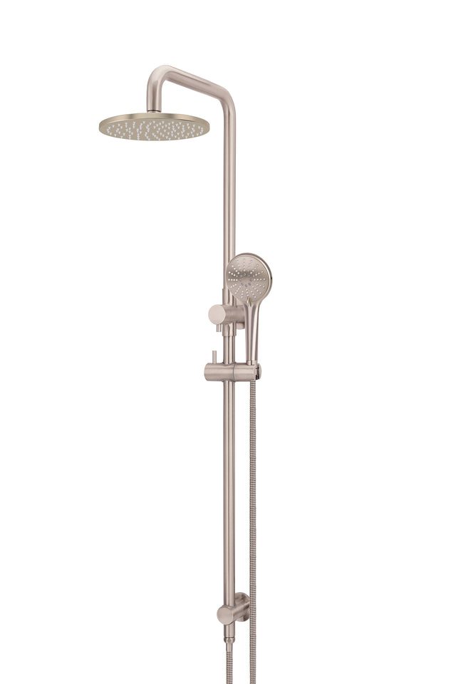 Round Combination Shower Rail 200mm Rose, Three Function Hand Shower - Champagne (SKU: MZ0704-CH) by Meir