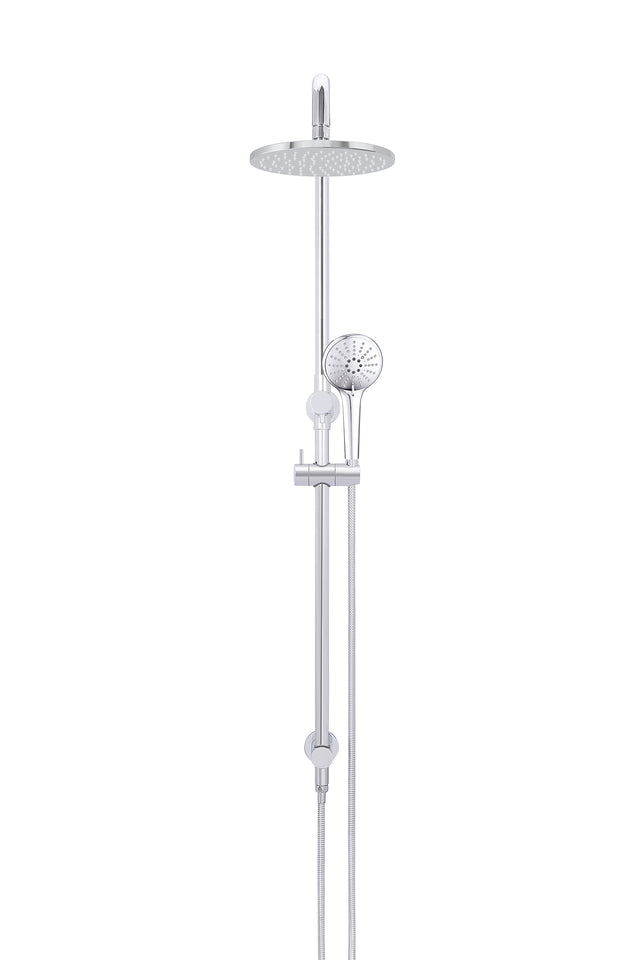 Round Combination Shower Rail, 200mm Rose, Three-Function Hand Shower - Polished Chrome (SKU: MZ0704-C) by Meir