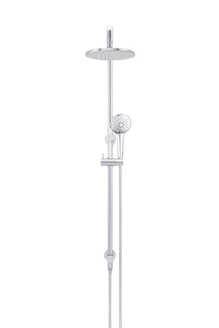 Round Combination Shower Rail, 200mm Rose, Three-Function Hand Shower - Polished Chrome