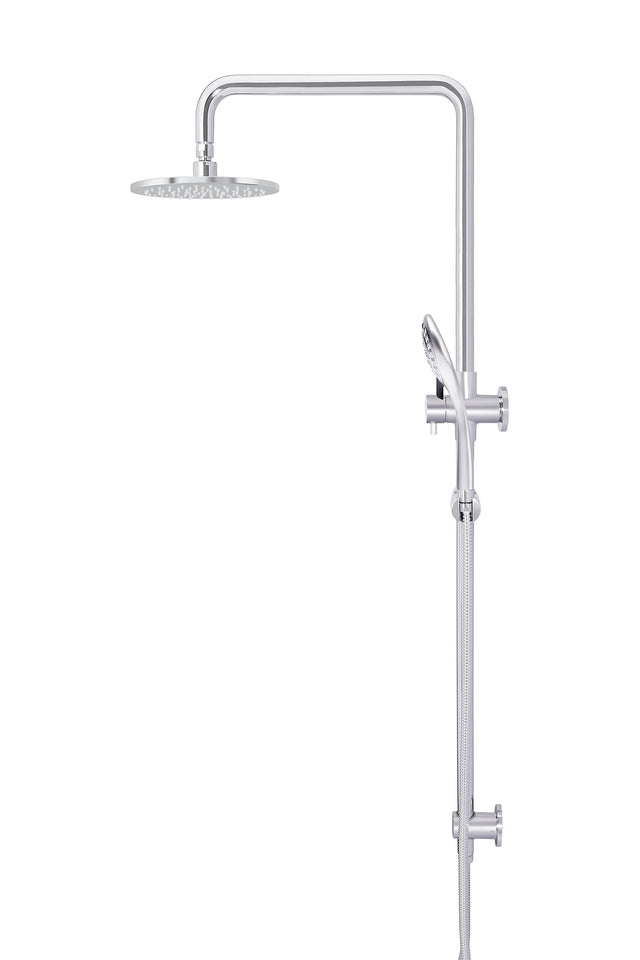 Round Combination Shower Rail, 200mm Rose, Three-Function Hand Shower - Polished Chrome (SKU: MZ0704-C) by Meir