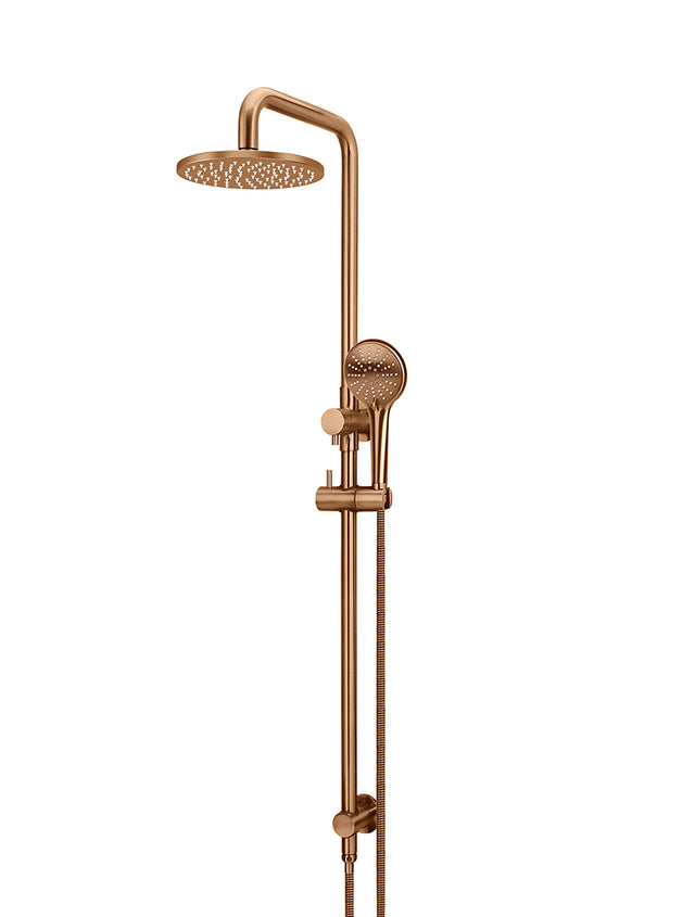 Round Combination Shower Rail 200mm Rose, Three Function Hand Shower - Default Title (SKU: MZ0704-PVDBZ) by Meir