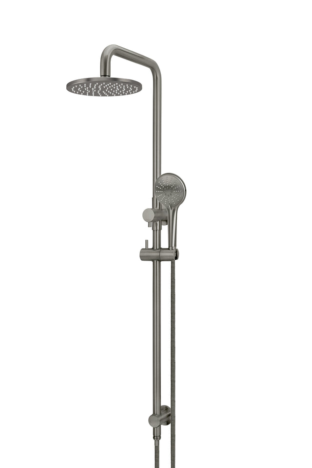 Round Combination Shower Rail 200mm Rose, Three Function Hand Shower - Default Title (SKU: MZ0704-PVDGM) by Meir