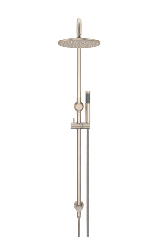 Round Combination Shower Rail, 200mm Rose, Single Function Hand Shower - Champagne