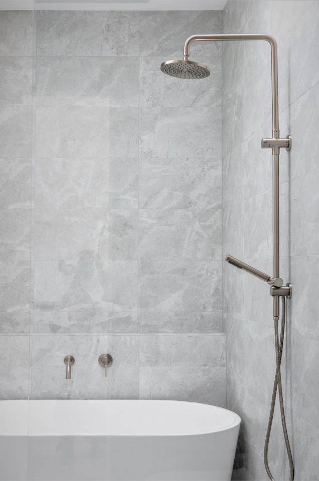 Round Combination Shower Rail, 200mm Rose, Single Function Hand Shower - Default Title (SKU: MZ0704-R-CH) by Meir