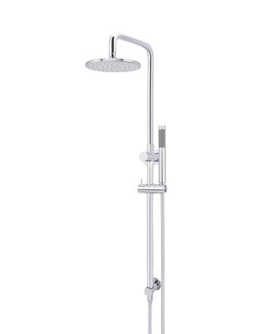 Round Combination Shower Rail, 200mm Rose, Single Function Hand Shower - Polished Chrome