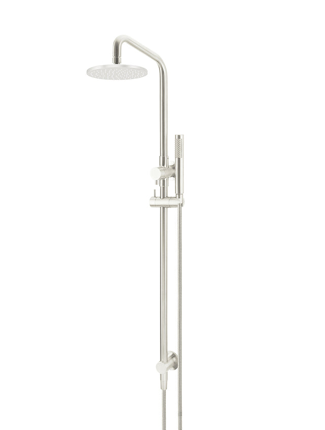 Round Combination Shower Rail, 200mm Rose, Single Function Hand Shower - PVD Brushed Nickel