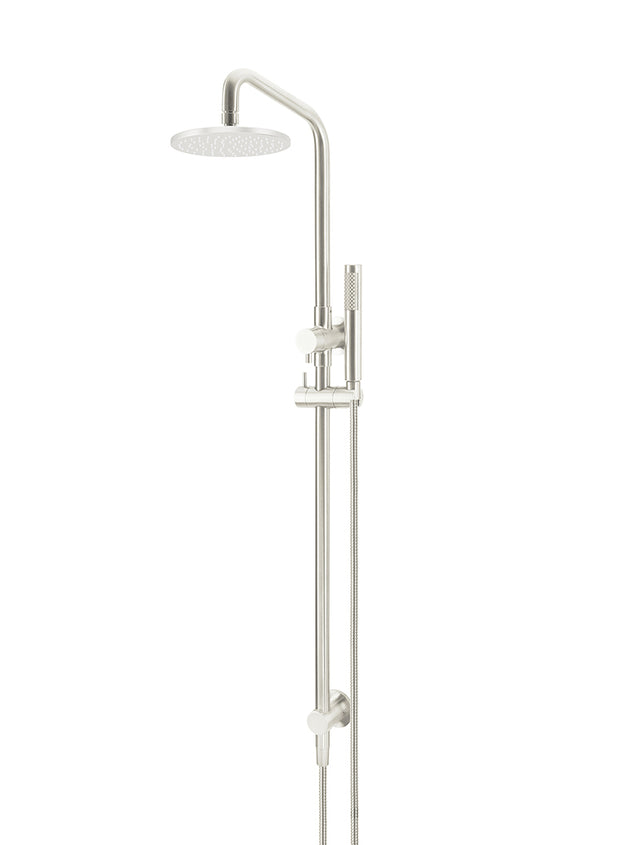 Round Combination Shower Rail, 200mm Rose, Single Function Hand Shower - PVD Brushed Nickel (SKU: MZ0704-R-PVDBN) by Meir