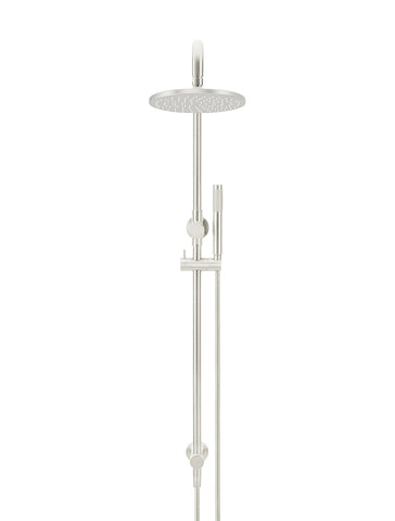 Round Combination Shower Rail, 200mm Rose, Single Function Hand Shower - PVD Brushed Nickel