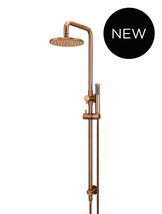 Round Combination Shower Rail, 200mm Rose, Single Function Hand Shower - Lustre Bronze