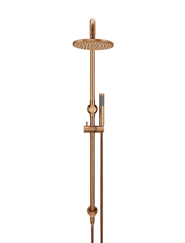 Round Combination Shower Rail, 200mm Rose, Single Function Hand Shower - Lustre Bronze