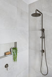 Round Combination Shower Rail, 200mm Rose, Single Function Hand Shower - Shadow Gunmetal - MZ0704-R-PVDGM