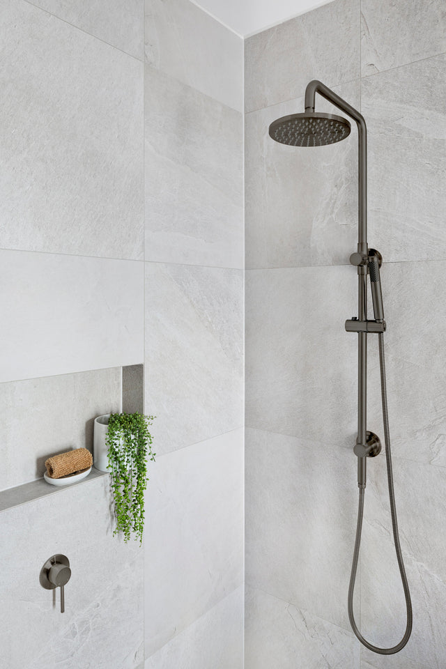 Round Combination Shower Rail, 200mm Rose, Single Function Hand Shower - Default Title (SKU: MZ0704-R-PVDGM) by Meir