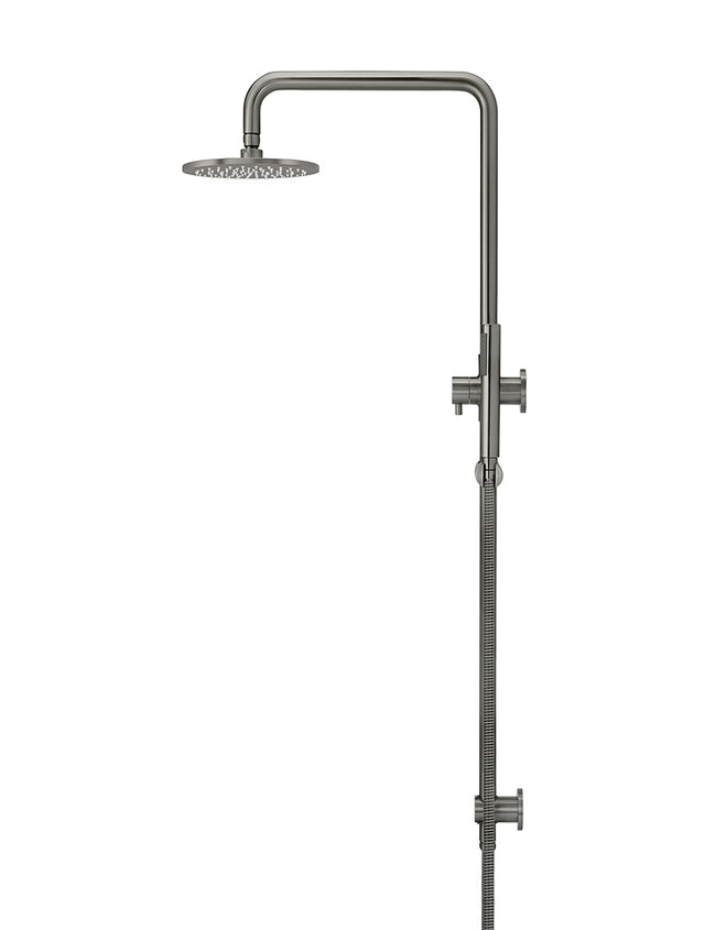 Round Combination Shower Rail, 200mm Rose, Single Function Hand Shower - Shadow Gunmetal (SKU: MZ0704-R-PVDGM) by Meir