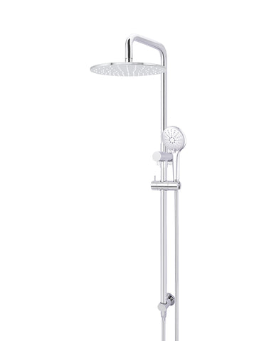 Round Combination Shower Rail 300mm Rose, Three Function Hand Shower - Polished Chrome